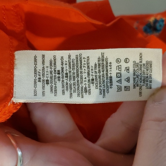 Free People Mockingbird Coral Red Floral Backless Mini Dress Size 4 Plunging V - Picture 7 of 12